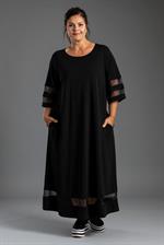 Gozzip Black - Linnea Kjole med Mesh Detaljer, Sort